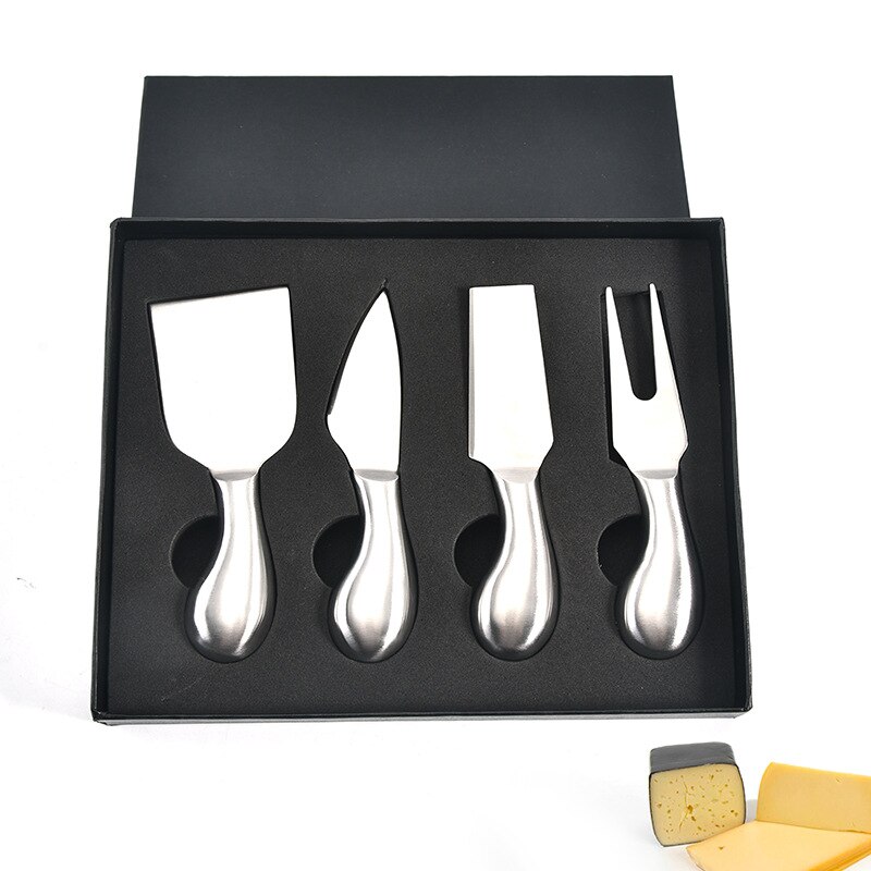 Stainless Steel Handle Cheese Knife 4 PCS Pizza Cutter Baking Tools Cheese Set Spreader Cheese Cutter Hand Cheese Grater: Plain 2
