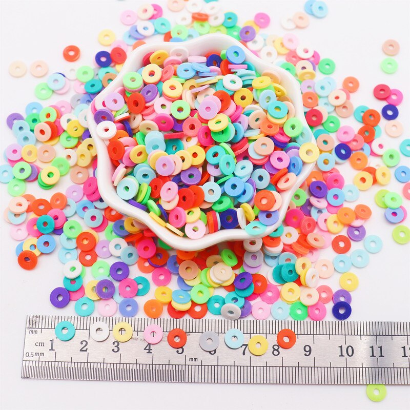 Flat Round Polymer Clay Beads Chip Disk Loose Spacer Handmade Boho Slice Beads For DIY Jewelry Making Bracelets