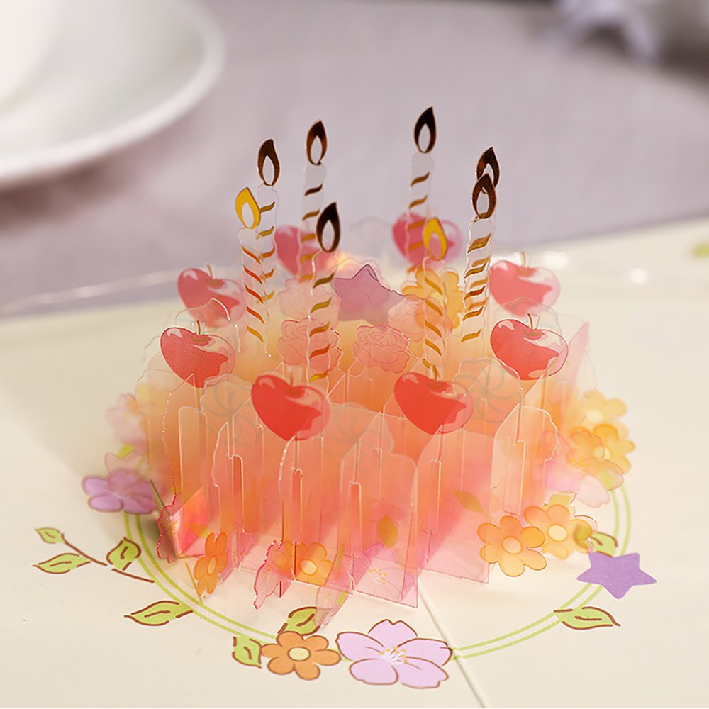 Verjaardag Pop-Up Kaart Crystal Cake 3D Stereo Wenskaart Zegen Kaart Vouwen Wenskaart Party Entertainment Levert