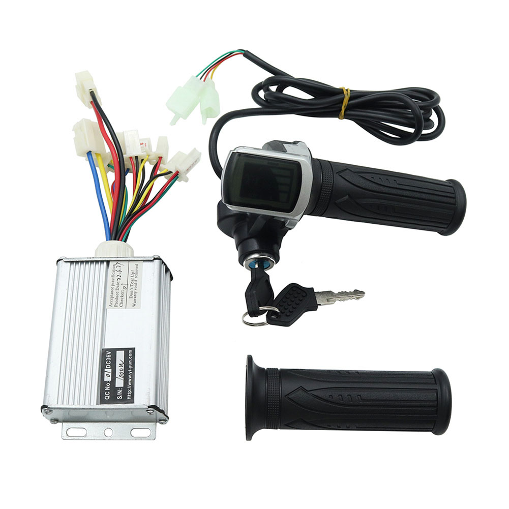 24 V/36 V/48 V 250 W/350 W/500 W/1000 W Elektrische Fiets Motor Geborsteld Controller en Throttle Twist Grip DC Scooter Speed Controller