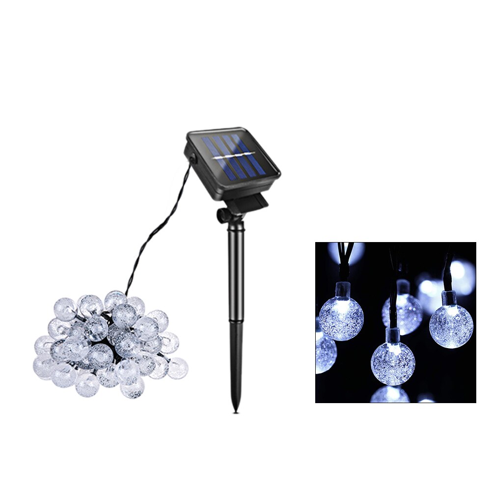 Foxanon Solar String Lights 6M 7M Fairy Ball Cherry blossom Lawn Lamp Christmas Decorative Lighting For Outdoor Garden: Ball W / 7m 50led
