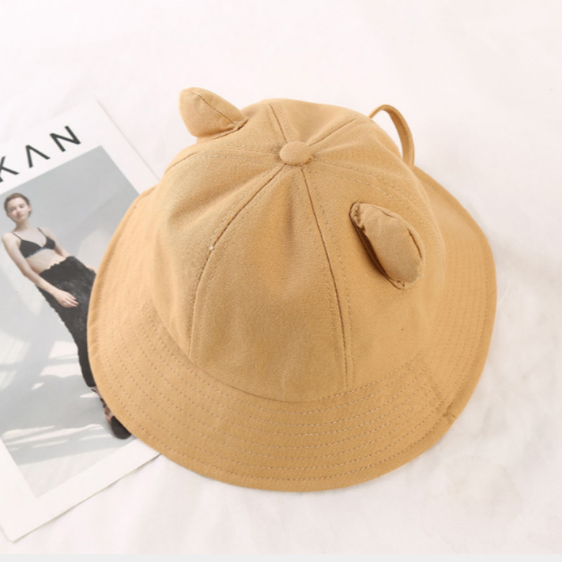 New Cartoon Cat Ear Bucket Hat Cap for Girl Cotton Dome Sun Hat