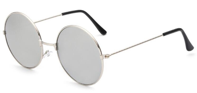 Retro solglasögon klassiska runda solglasögon män kvinnor små vintage retro glasögon kvinnor kör metall glasögon solglasögon  uv400: Silver-