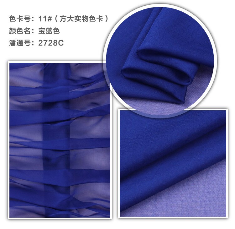 Silke stoffer til kjoler bluse tørklæder bryllupstøj meter silke chiffon mere farve high-end gratis skib fashiondavid: Blå