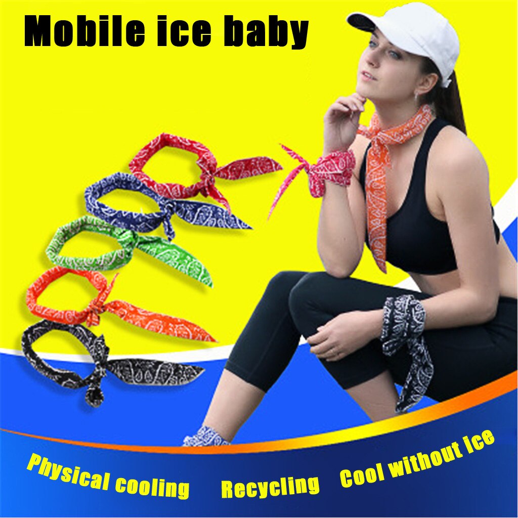 Outdoor All Cotton Printing Cooling And Cooling Ice Scarf Sports Scarf Headband brand neck bandana Handkerchief hijabs stoles