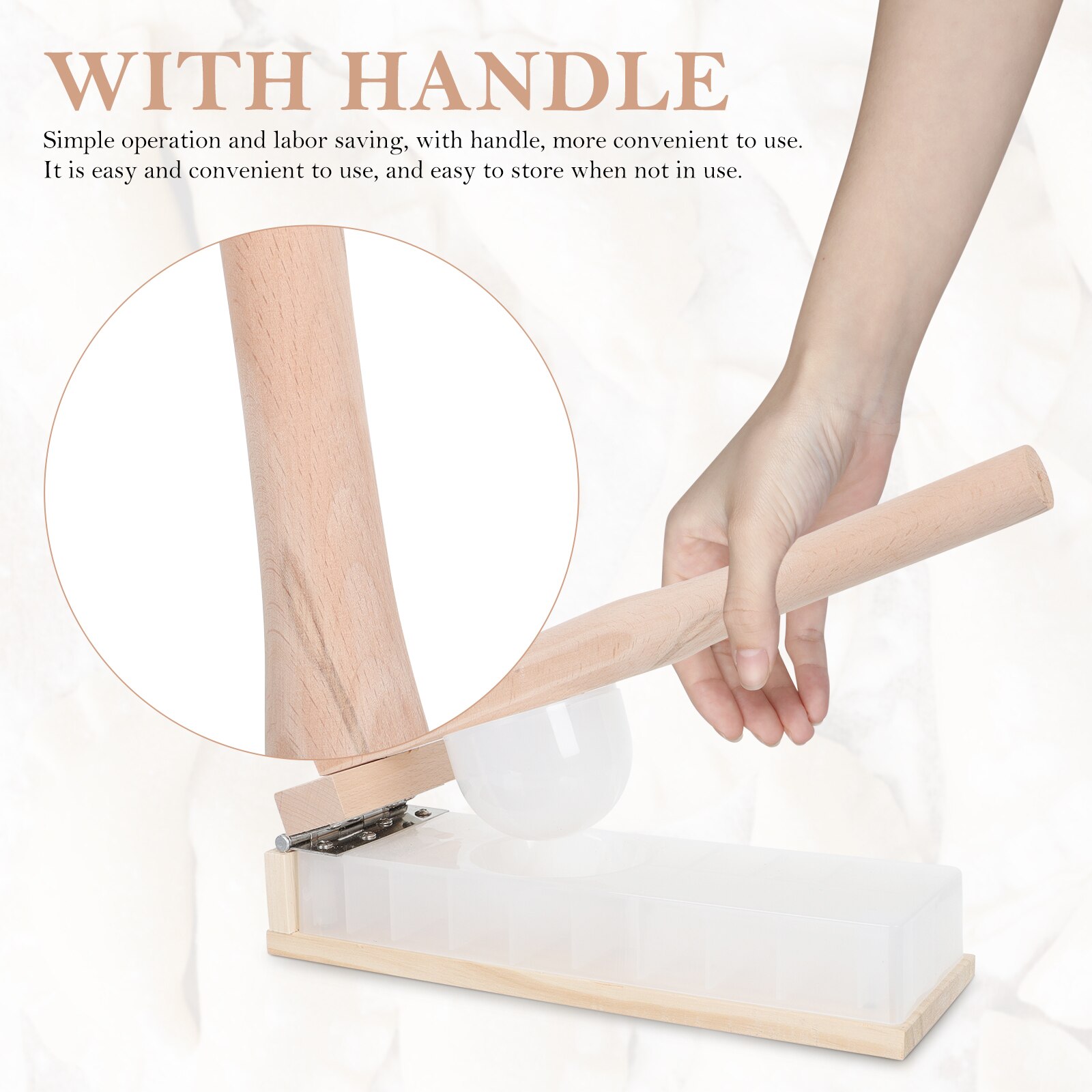 Long Handle Dumpling Skin Presser Mold Wood Tortilla Presser Wood Dough Pressing Tool