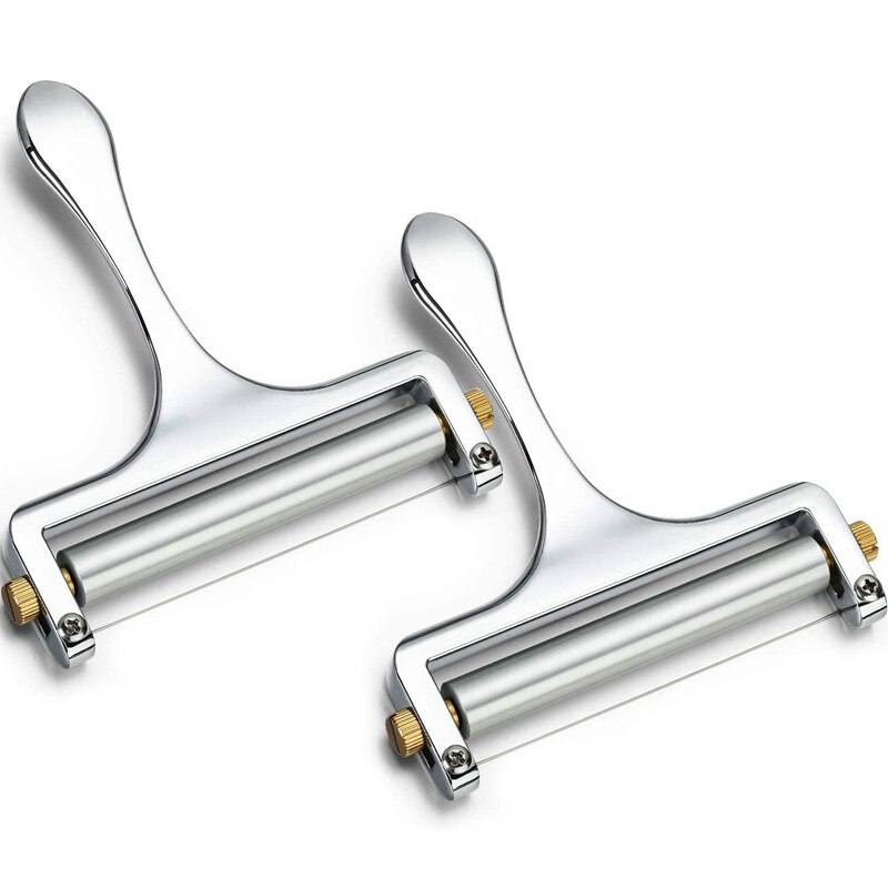 2Pcs Cheese Cutter, Adjustable Thickness Wire Cheese Slicer for Soft, Hard Cheeses Kitchen Cooking Tool