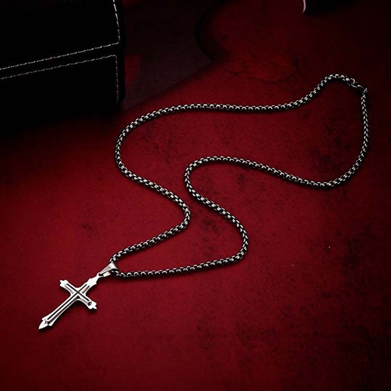 Punk Cool Street Style Necklaces Vintage Gothic Cross Pendant Necklace for Men and Women Hip-pop Neck Chain Jewelry