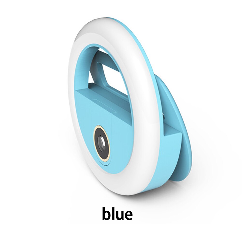 Moblie Phone Selfie Ring Wide Angle Lens Beauty Fill Light Lamp Macro Photography Camera Shot Rechargeable LED Selfie Ring: Blue  