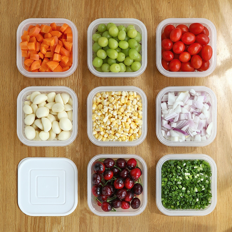 Food Fresh Storage Box Containers Drain Plate Tray Removable Kitchen Fridge Organizer Case For Keep Fruits Vegetables Meat Fish
