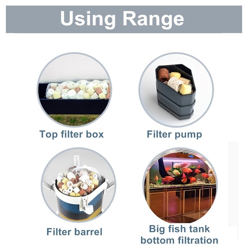 500G 12-In-1 Fish Tank Filter Materiaal Keramische Activated Carbon Biochemische Bal Medium Aquarium Accessoires met Netto Zak