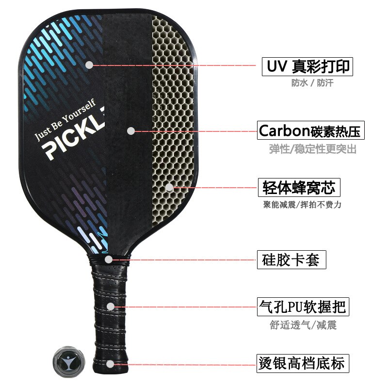 Pickleball raqueta de fibra de carbono pepinillo los deportes 400mmX200mm