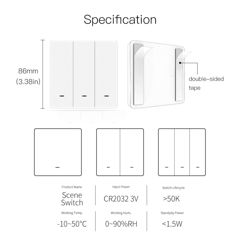 Tuya zigbee smart-schalter, 1-3 -fach, drahtlos, szenen-drucktaster, hochsensibel, haushaltsgeräte-schalter für smart-home-systeme