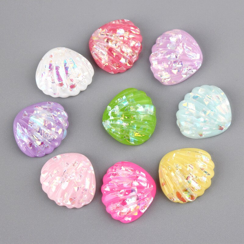 20 stk glitter ocean perle shell harpiks miniaturer diy håndværk kunst boligindretning tilbehør telefon shell patch kunstmaterialer