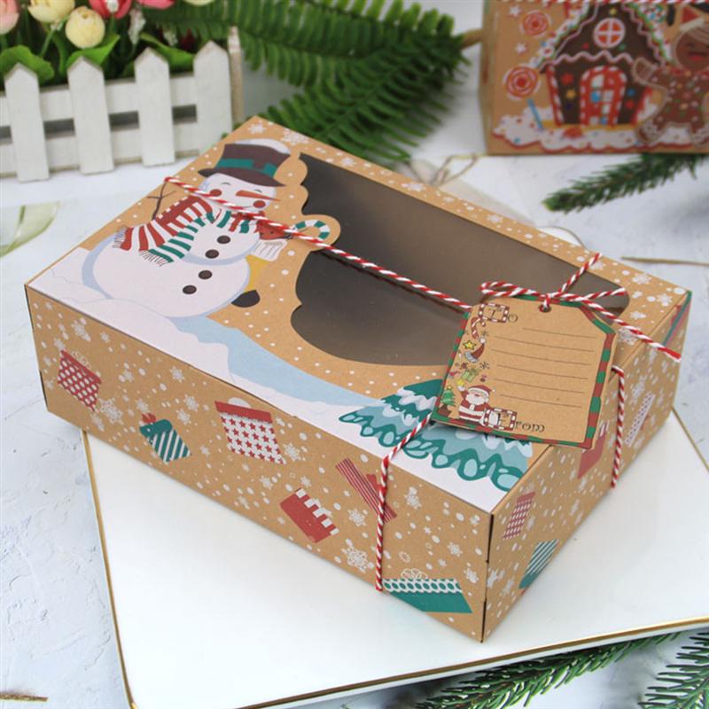 12 Uds Galleta de Navidad cajas de papel Kraft caja de de Navidad de Goody caramelo caja galleta cajas para la de navidad