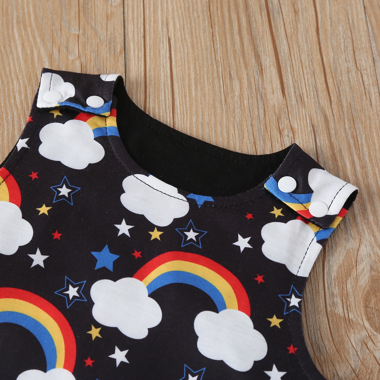 Combinaison unisexe sans manches pour bébé, motif dessin animé mignon, imprimé arc-en-ciel coloré, combinaison décontractée d'été pour bébés filles et garçons