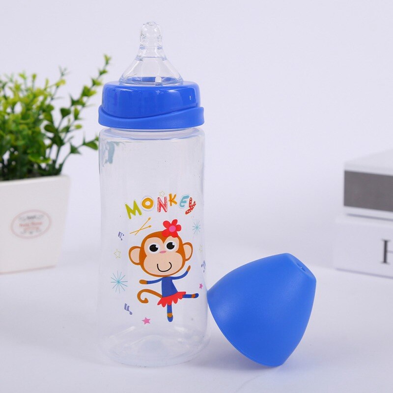 300ML Newborn Cartoon Milk Bottle Baby Nursing Silicone Nipple Pacifier Bottle Juice Water Feeding Bottle Wide Mouth for kids ne