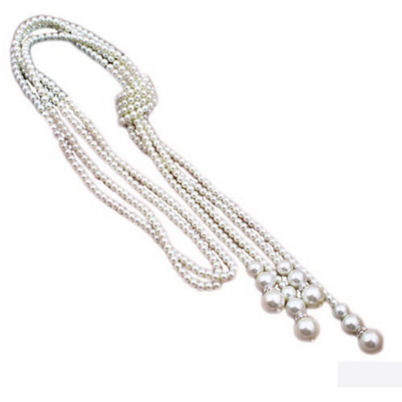 Mode Lange Geknoopt Trui Kettingen Multilayer Imitatie Parel Ketting Voor Vrouwen Bruiloft Bruid Ketting