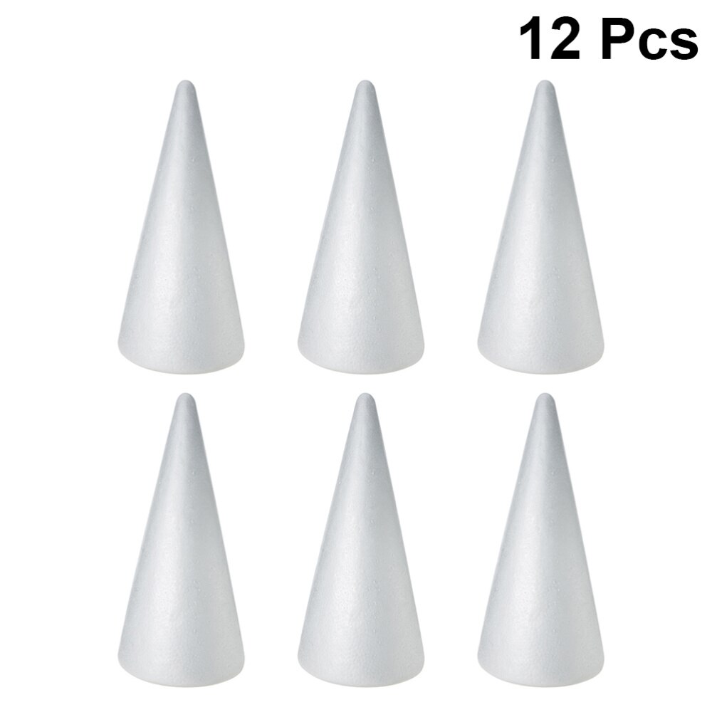 2 stuks kinder diy knutsel kegel accessoires kerst kegel handgemaakte witte massieve schuim kegel  (38 x 13.5cm)