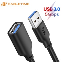 Cabletime Usb Verlengkabel USB3.0 Naar Usb M/F Type A Kabel 5Gbps Usb Extender Data Transfercord Voor laptop Ssd Tv Smart C267