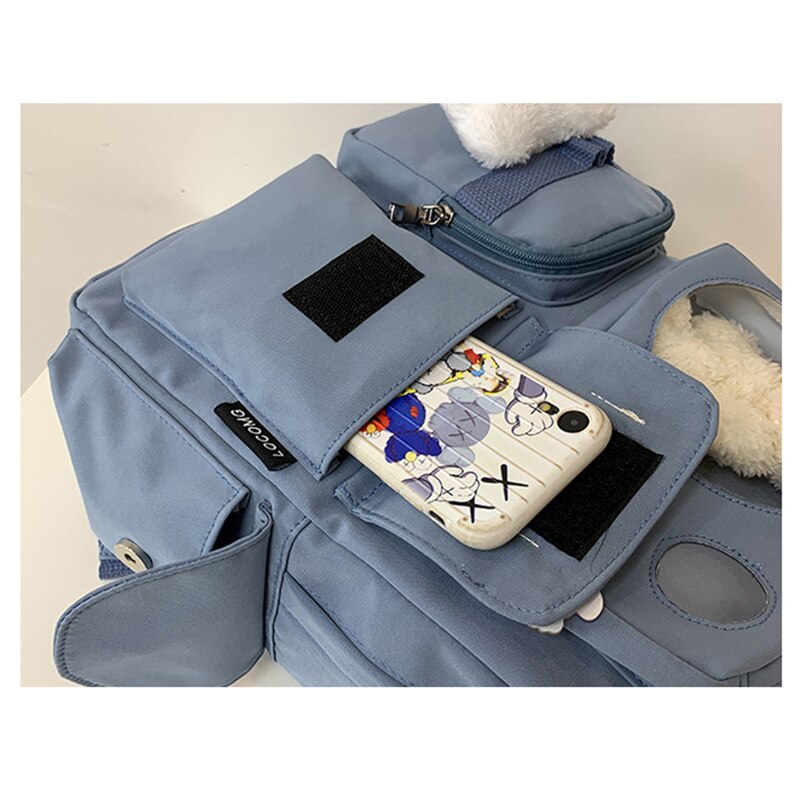 Cute Backpack For College Girls Student Laptop Backpack Clear Ita Bag Women Travel Knapsack Large Capacity Bagpack with Pin H202