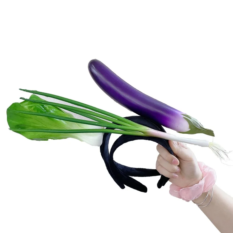 Diadema de frutas y verduras para adultos y niños, de zanahoria, plátano, pan, bandas de pelo de animales, disfraz de Halloween de felpa, Cosplay