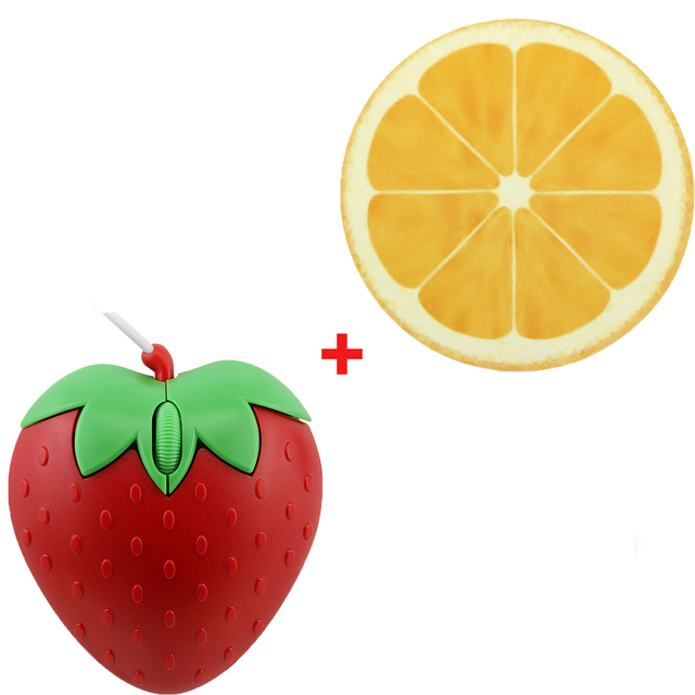 Wired Cute Mini Mouse Cartoon Strawberry 3D Mause USB Optical Office Home Computer Mice Girl Kid For Laptop PC: Mouse And Pad
