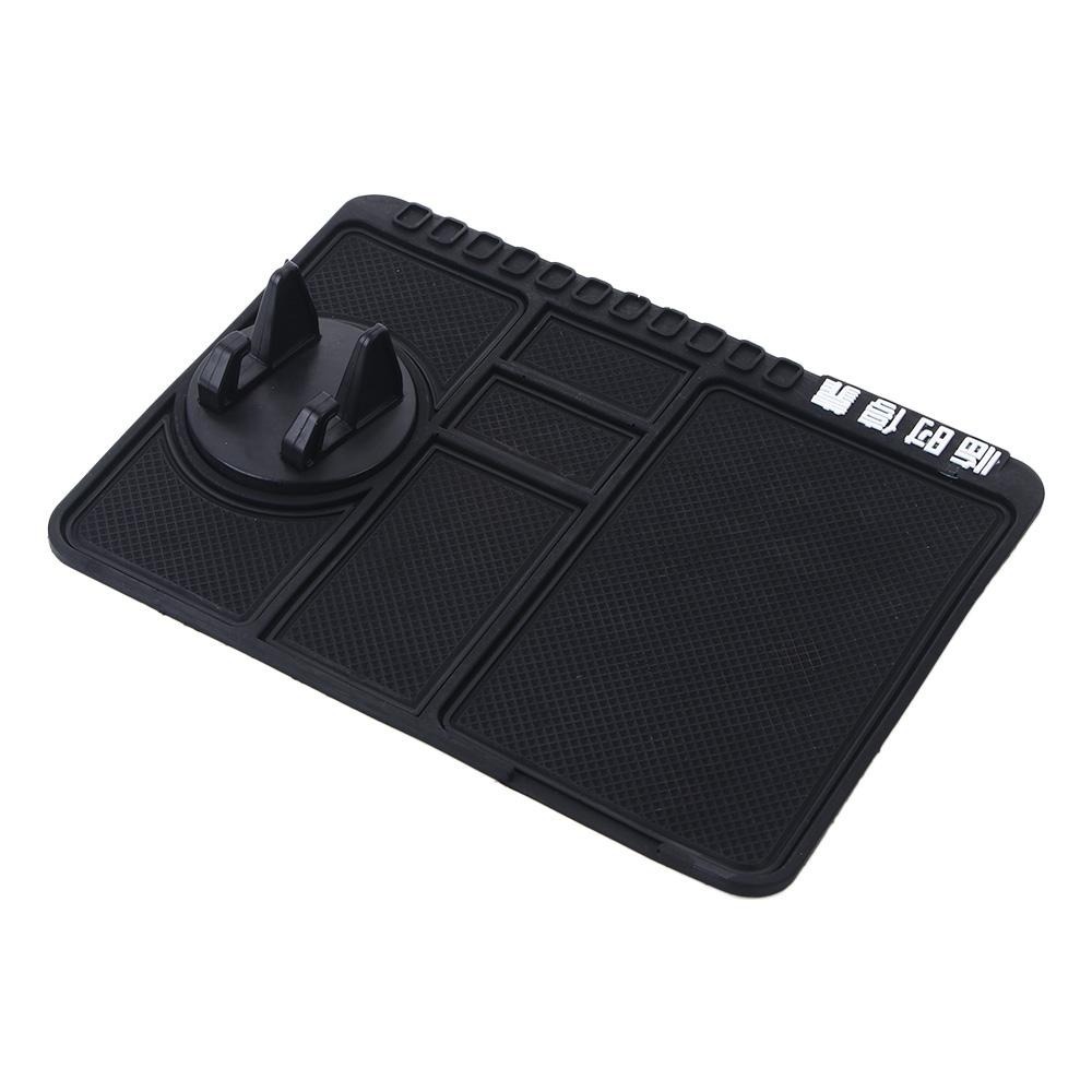 Parking Car Interior Car Anti-skid Pad 4-in-1 Car Parking Number Card Auto Phone Holder Sticky Anti-Slip Mat Non-Slip Phone Pad: black