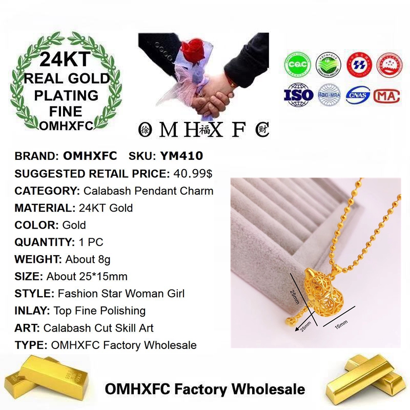 OMHXFC YM410 Europese Mode Fijne Vrouw Man Party Verjaardag Huwelijkscadeau Balabash Hollow Out 24KT Gouden Hanger Charm