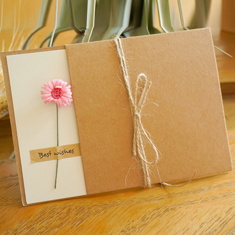 1Pack 17*12cm Kraft leer getrocknete blumen Geburtstag Karte für Weihnachten hochzeit einladung karte grußkarten mit sonnenblume Rose: 14