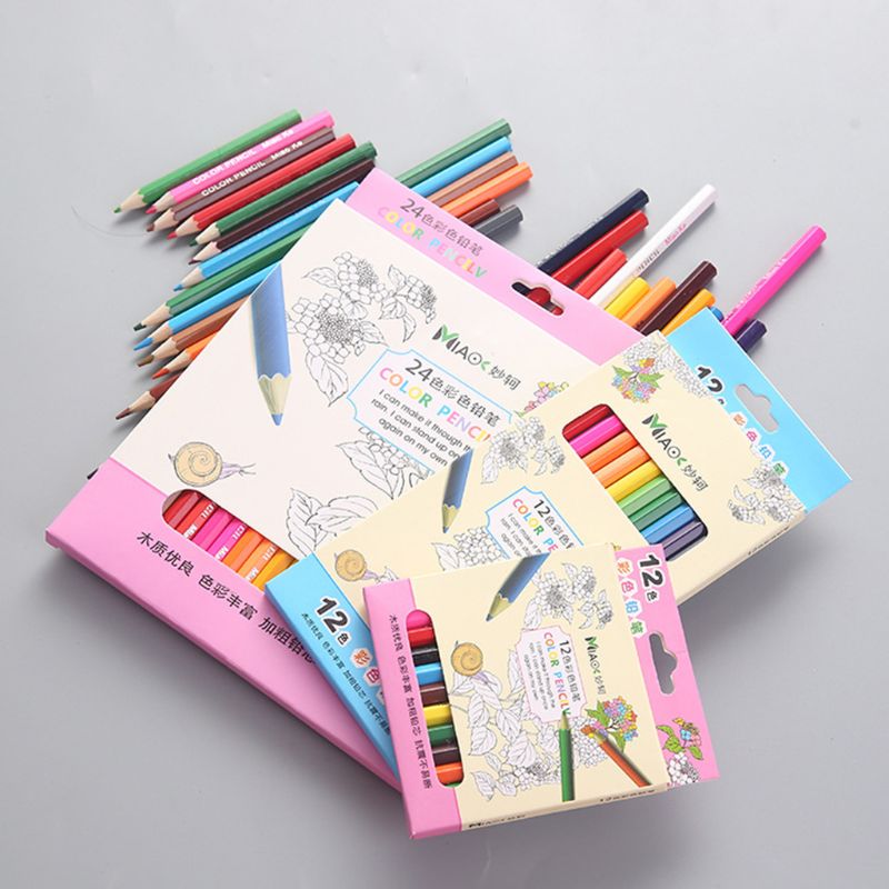 Lápices de colores de madera Natural para dibujo, suministros de bocetos para artista, oficina y escuela, 12/24 unidades