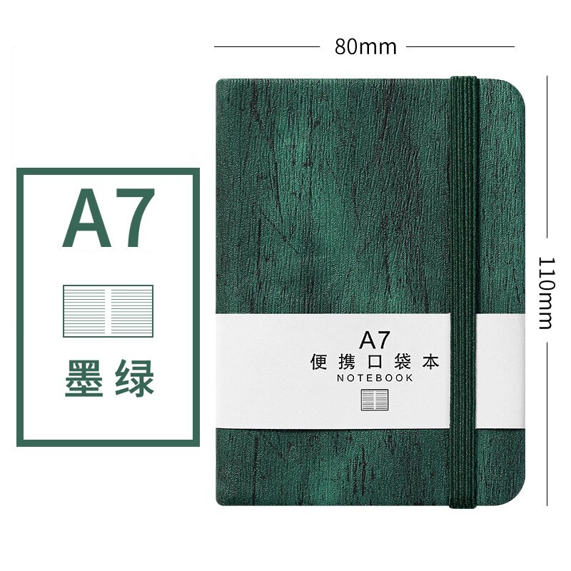 Kawaii 100 Sheets Portable Notebook A6 A7 Bullet Journal Notebook Foreign Languages Word Book Vocabulary Memory Study Stationery: A7 Green