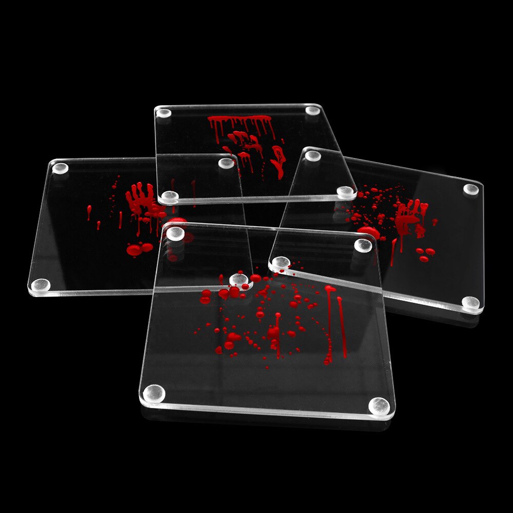 Brain Specimen Coasters Set 3D Organ Brain Artwork Brain Slices Square Acrylic Glass Drinks Table Coaster Drunk Scientists