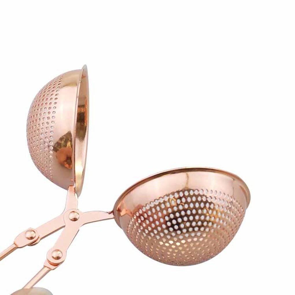 Stainless Steel Spherical Rose Gold Tea Set Strainer With Handle Large Capacity Tea Set Tea Set Household Kitchen Tools
