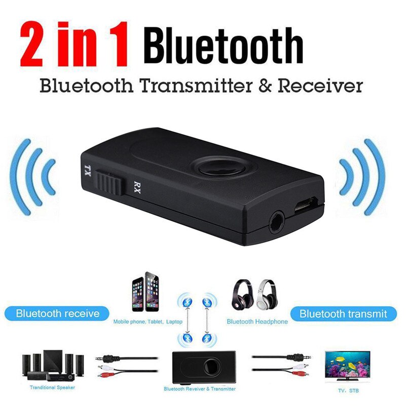 Bluetooth sändare och mottagare , 2- i -1 trådlös 3.5mm adapter låg latens , 2 enheter samtidigt, för tv/hemljudsystem