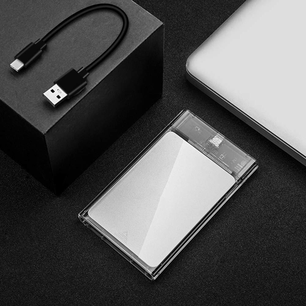 SSD Case Multi-function Delicate SSD Box 2.5 SATA to USB 3.1 Transparent Type-C Solid State Dick Case for PC