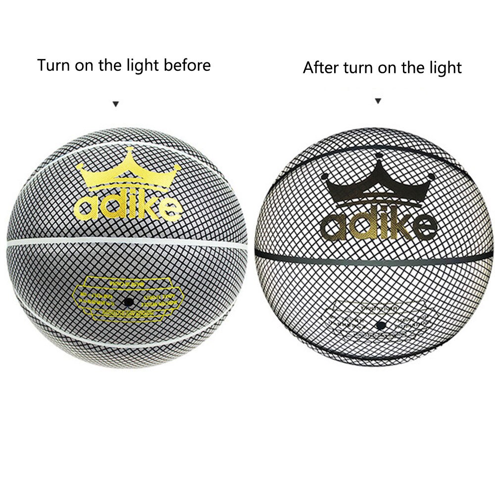 Luminous Basketball - Size 7 - Reflective - Leather - Night Glow: B