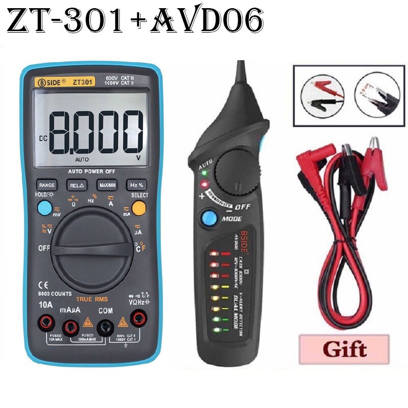 1Pcs ZT Digital Multimeters Portable AC/DC Ammeter Voltmeter Ohm LCD Display Backlight Multimeter Diode and Continuity Test