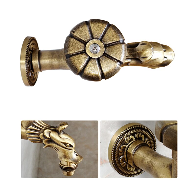 Bidcock Wasserhahn Antike Bronze- Schlecht Mopp Wasserhahn Drache Geschnitzt klopfen Waschmaschine Wasserhahn Außen Wasserhahn Für Garten 1703