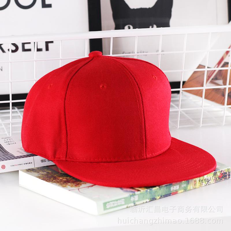 Solidna czapka w stylu Hip-Hop dla mężczyzn czapka typu Snapback damskie czapki baseballowe regulowane płaskie rondo Bill zwykłe daszki chłopcy i dziewczęta taniec uliczny: Czerwony
