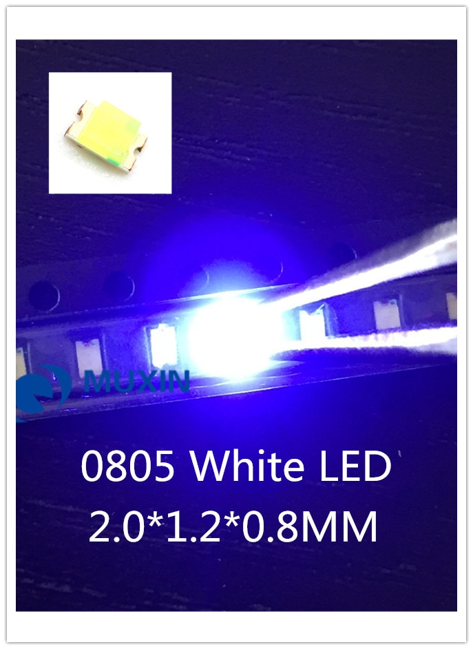 0805 ) SMD LED blanco 500 Uds Chip de montaje superficial SMT cuentas Ultra brillante diodo emisor de luz componentes electrónicos de lámpara LED