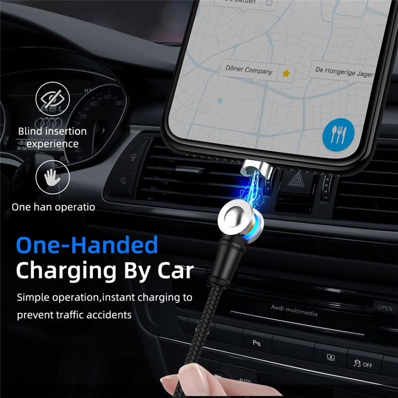 3 IN 1 USB Magnetic Cable 180 Degree Free Rotation Fast Charging for iPhone Type C Micro USB Charge Ports Mobile Phones Charger