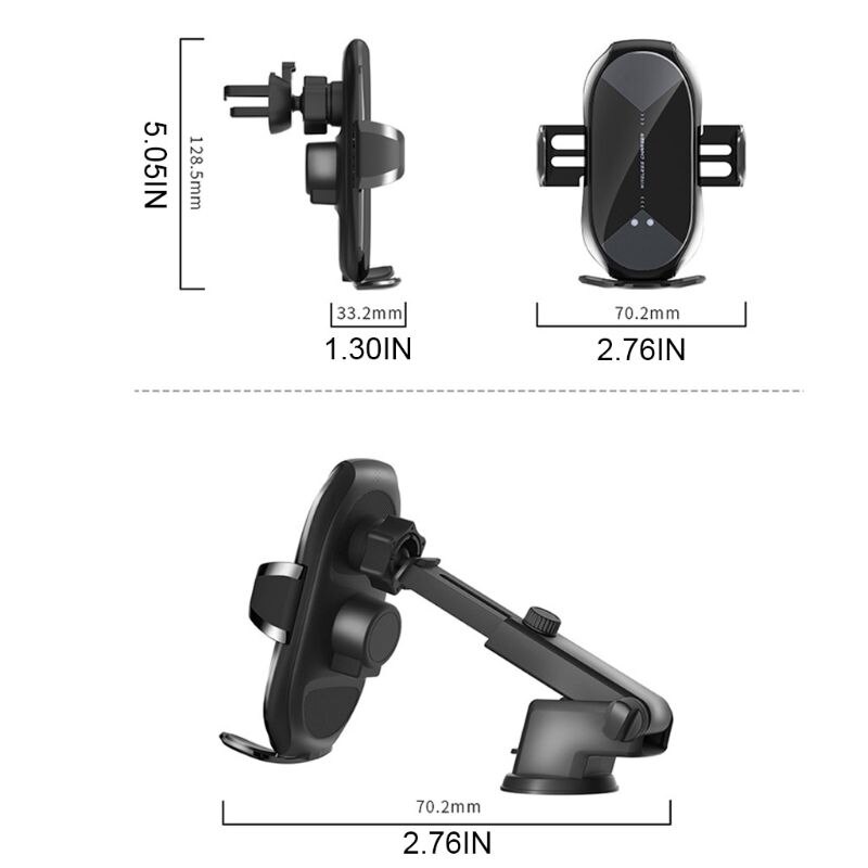 T6 Car Wireless Charging Phone Bracket Automatic Induction Cell Phone Mount Holder Stand Hands-free Cradle Firmly Fixed
