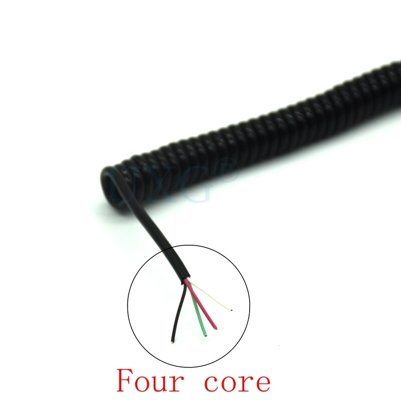 1pcs Diy cable spring curl line usb 4pin line usb 2pin 4 core wire micro mini usb extension data cable 2m 200cm: Blue / 2m
