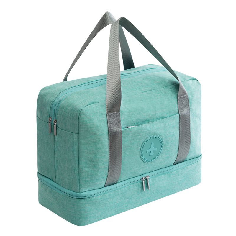 Cationic Fabric Waterproof Travel Bag Large Capacity Double Layer Beach Bag Portable Duffle Bags Packing Cube Bags S2140: Green