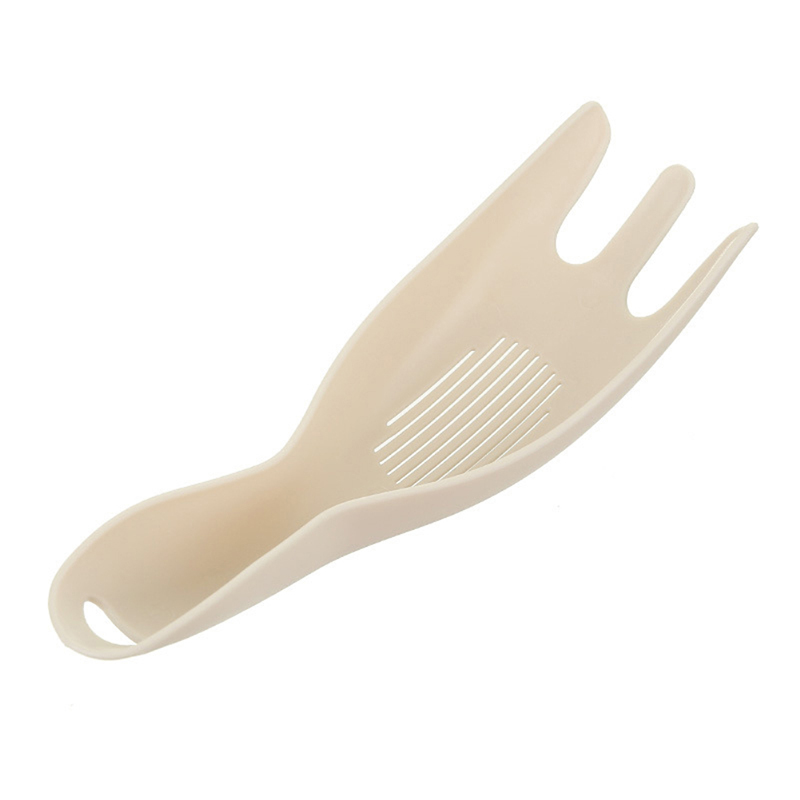 El dispositivo de lavado de arroz de cocina no daña las manos, cuchara de lavado de arroz de plástico para el hogar, herramienta de lavado de arroz multifunción TSLM1: 02 beige