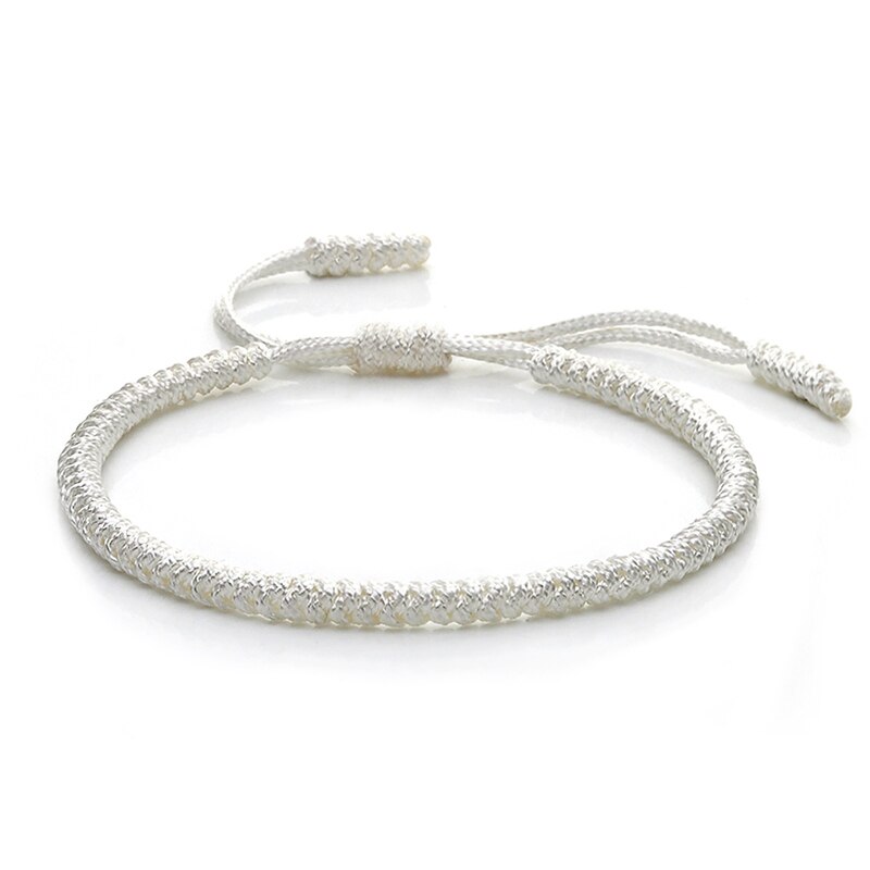Vintage zwarte knoopjes touw armband voor dames heren tibetaanse boeddhistische bedel handgemaakte geweven armbanden en bangles sieraden: Wit