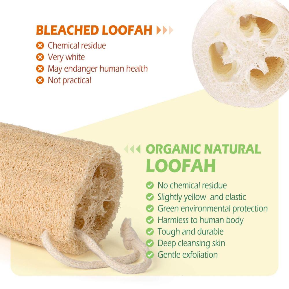 100% Natuurlijke Loofah Organische Douche Loofah Spa Exfoliërende Bad Body Scrubber Voor Verwijderen Dode Huid, Geen Bleken Milieuvriendelijk