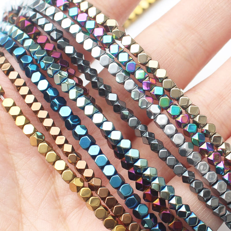 ¡Ematita natural muy brillante! Cuentas de hematita cuadradas facetadas de 15 pulgadas, para hacer joyas, pulseras y collares DIY
