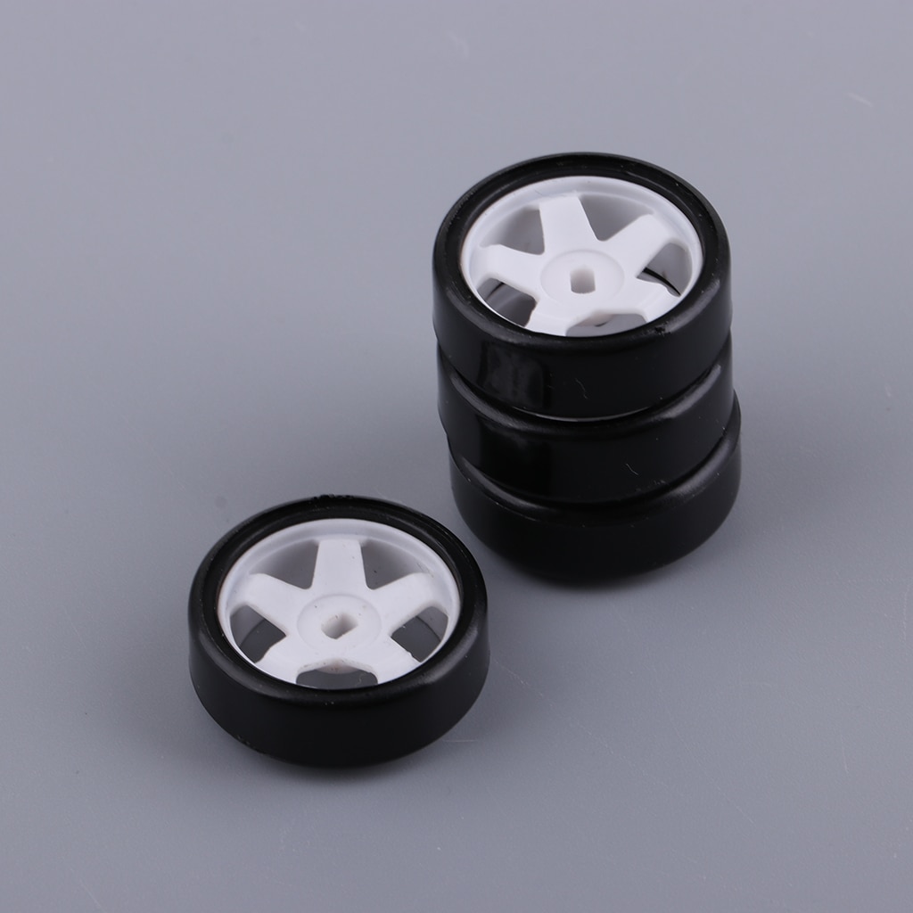 Black Plastic Wheels/Tires 1:28 RC Racing Car Model Pack of 4